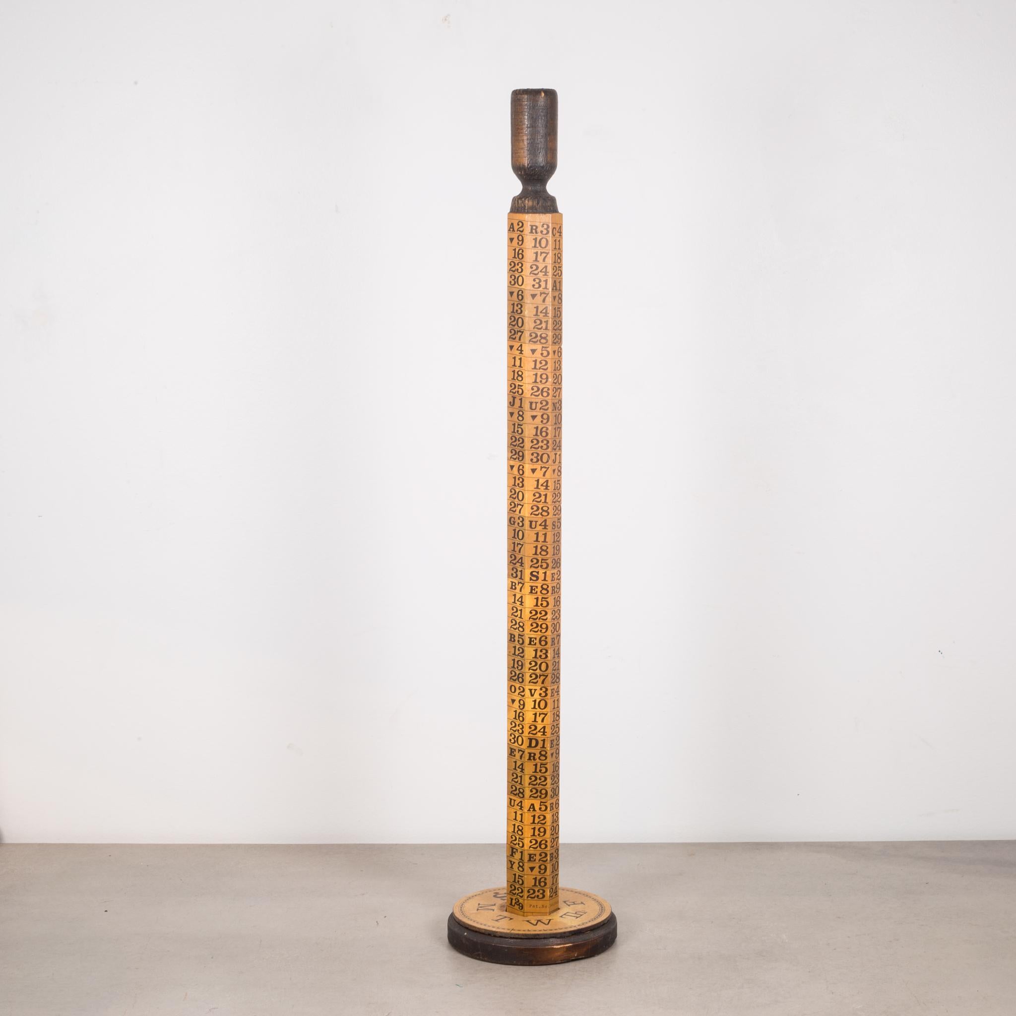 20th Century Upright Continuous Calendar by EB Arnett, circa 1969