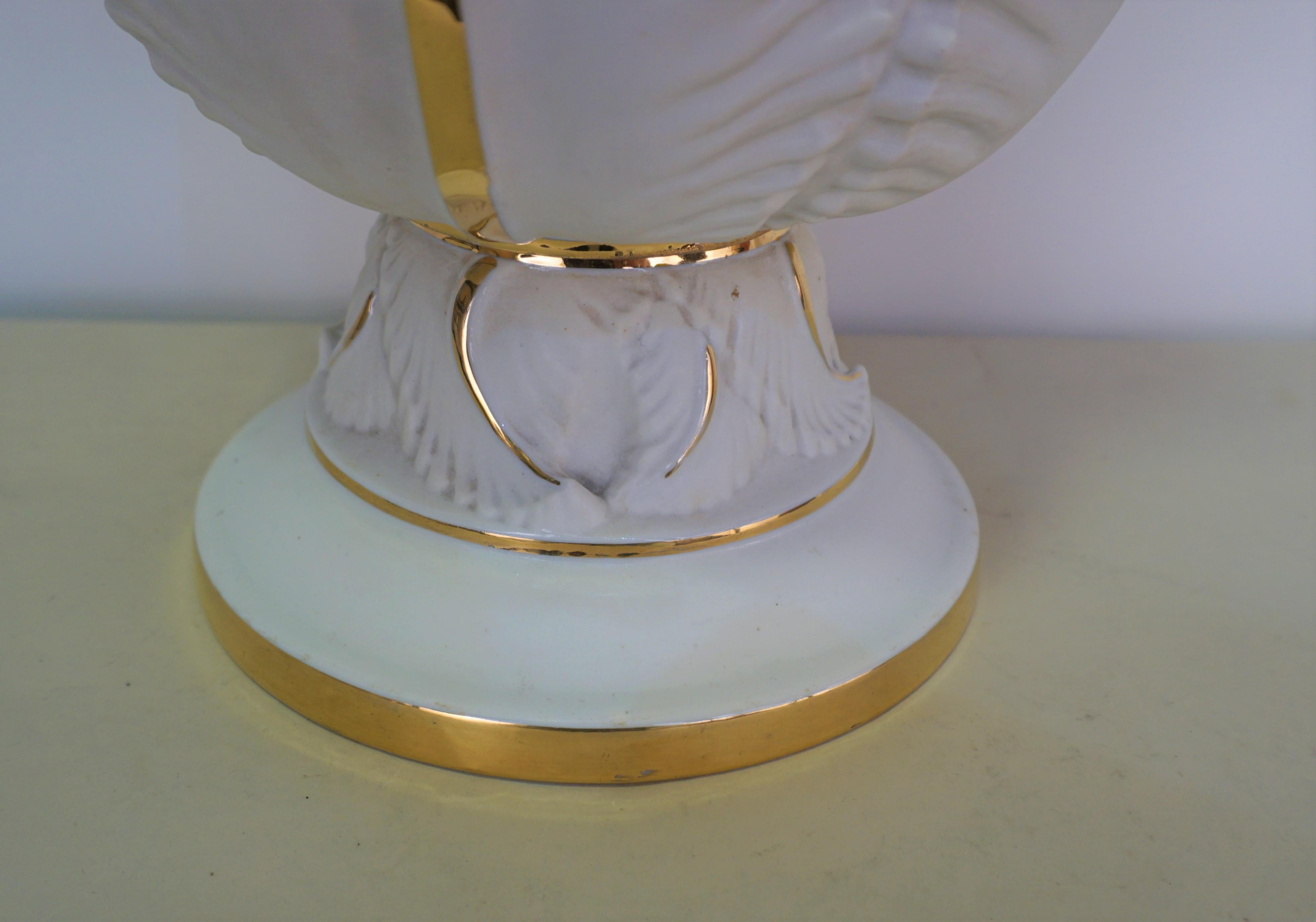 Mid-20th Century Upright Table Lamp Limoges Porcelain For Sale