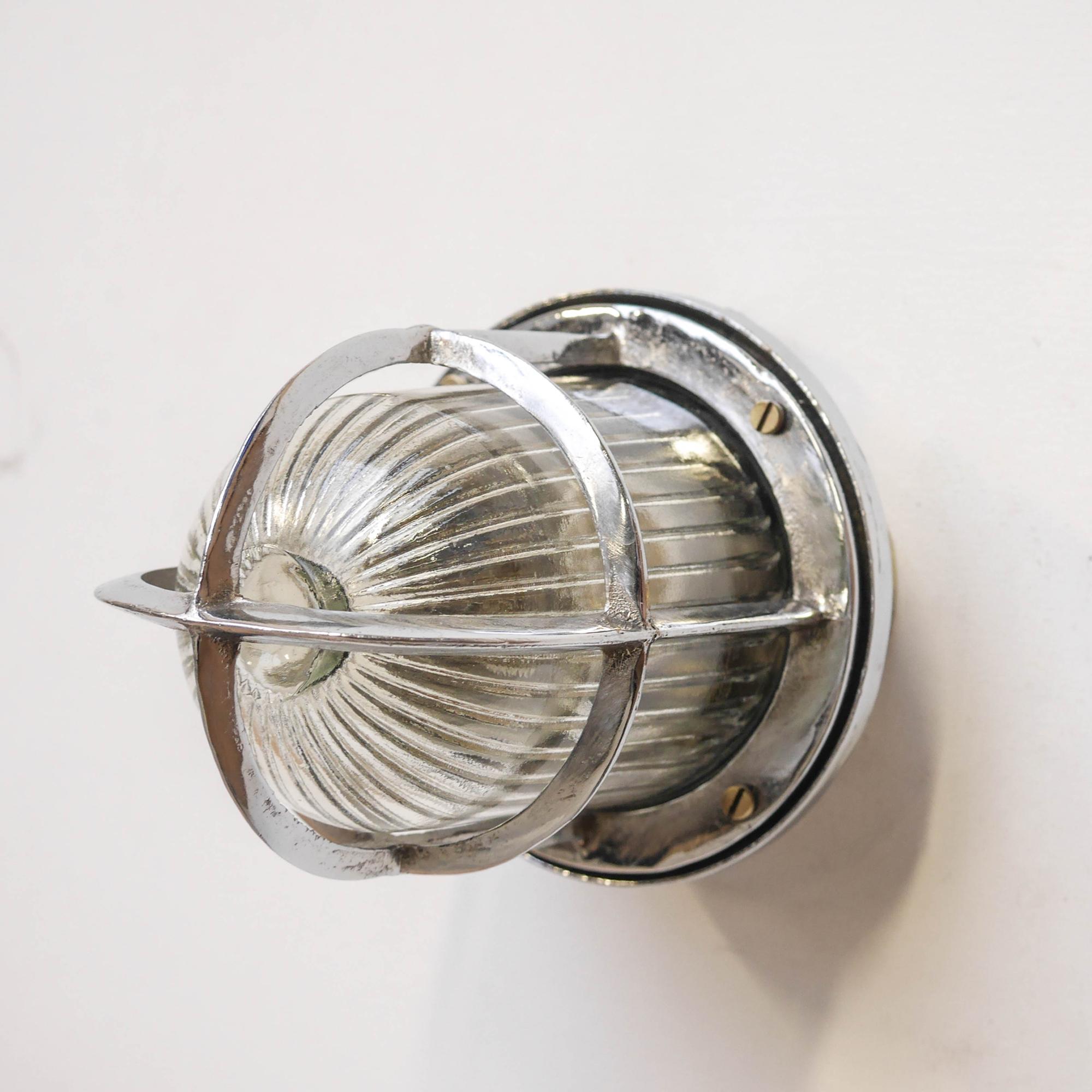 French Upright Wall Light, Glass with Wide Stripes, circa 1950