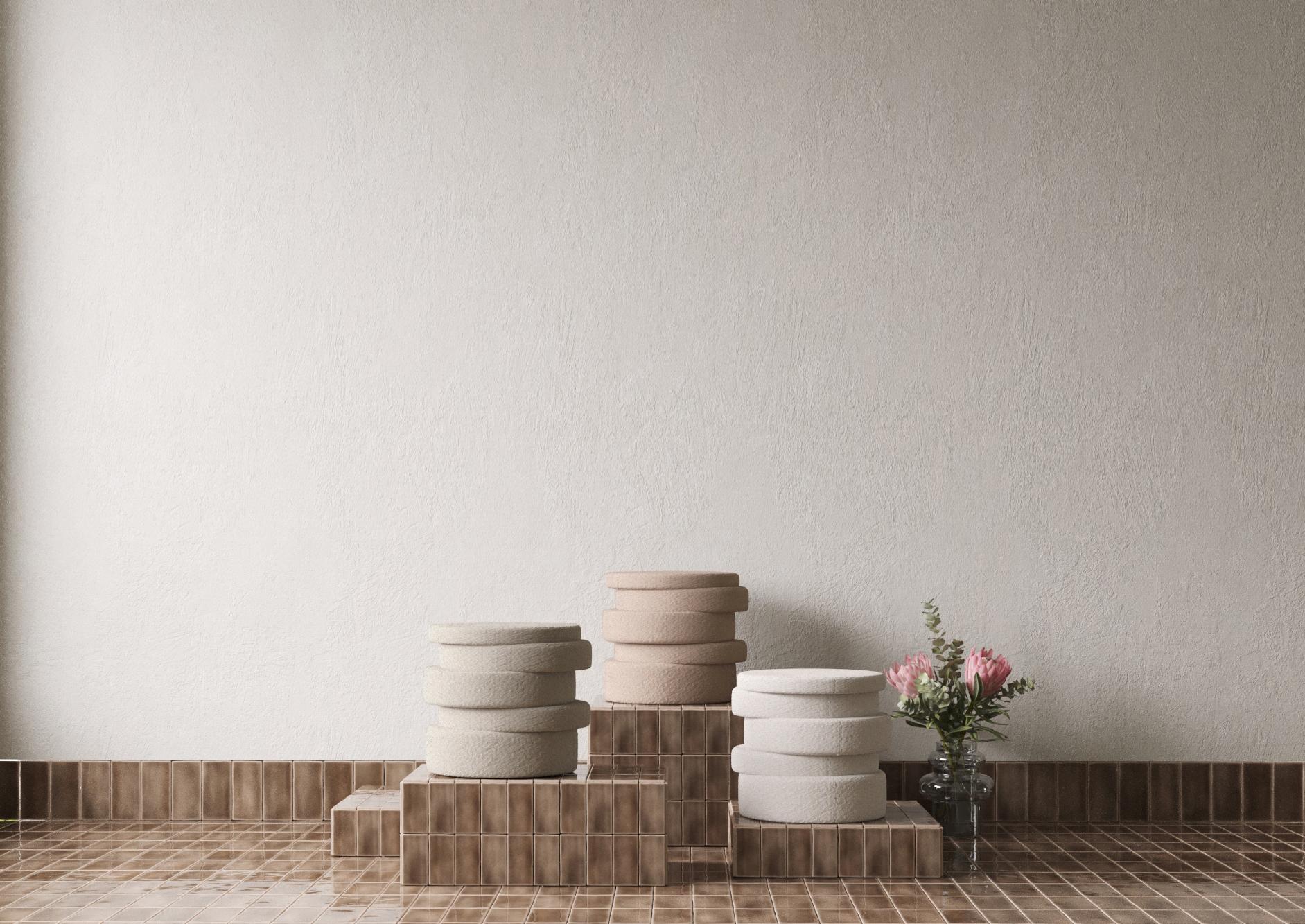 XXI secolo e contemporaneo Pouf Up & Up in velluto marrone di Hermhaus in vendita
