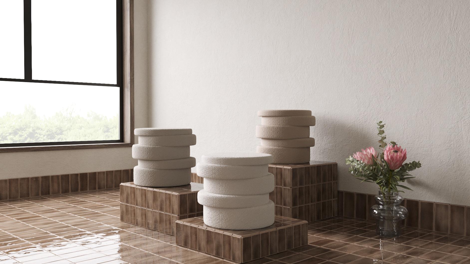 Pouf Up & Up in velluto marrone di Hermhaus in vendita 1