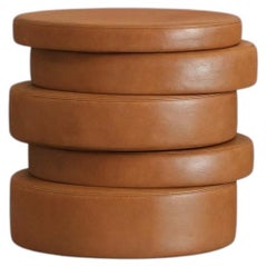 Pouf « Ups » en cuir véritable couleur cognac par Hermhaus – Pouf design moderne