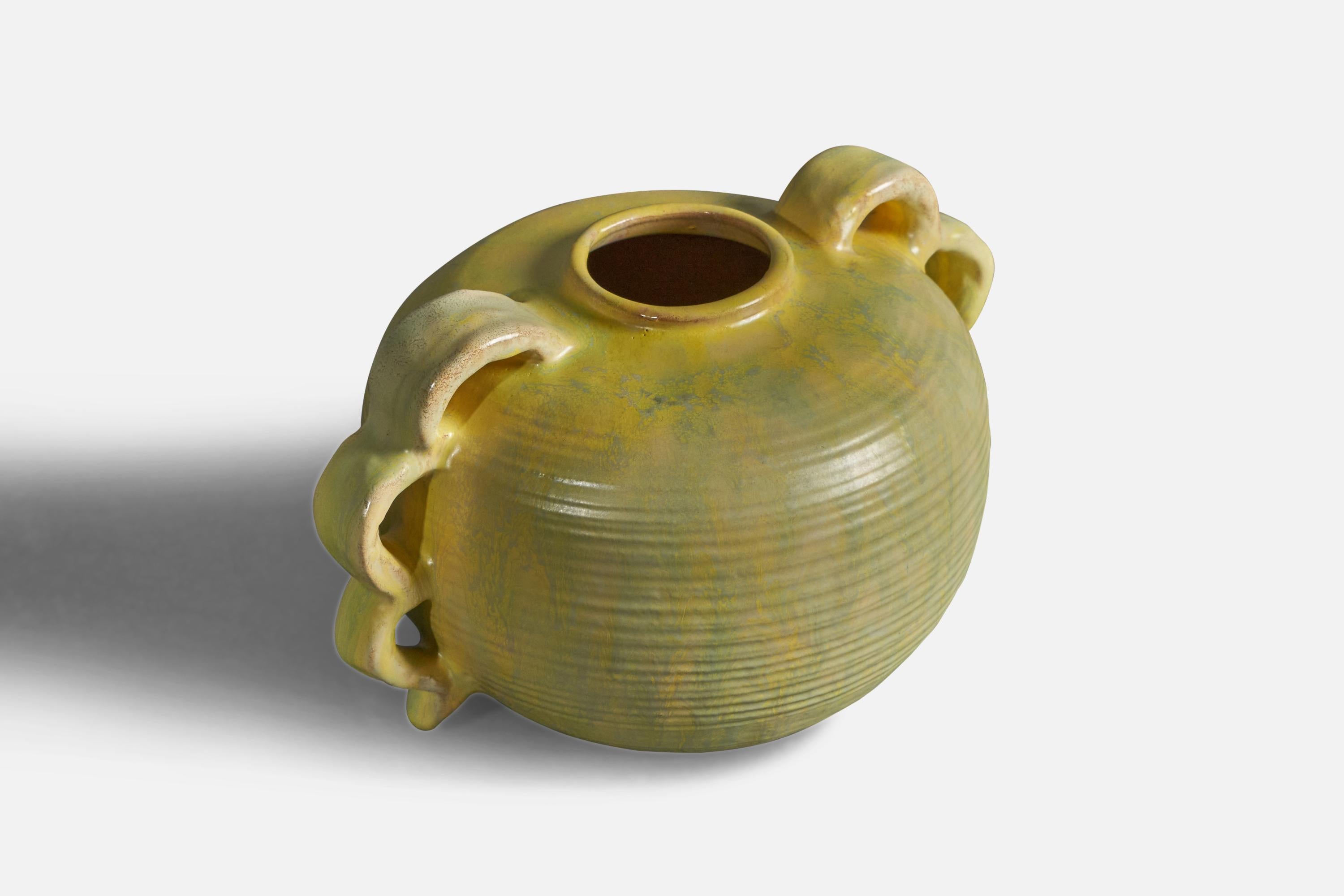 Scandinavian Modern Upsala Ekeby Attribution, Vase, Earthenware, Sweden, 1930s For Sale
