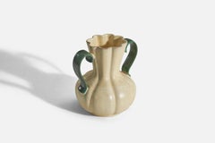 Upsala Ekeby, Terracotta smaltata beige e verde, Svezia, anni '40