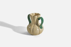 Upsala Ekeby, loza vidriada beige y verde, Suecia, década de 1940