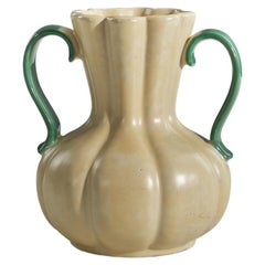 Upsala-Ekeby, Beige and Green-Glazed Earthenware, Sweden, 1940s