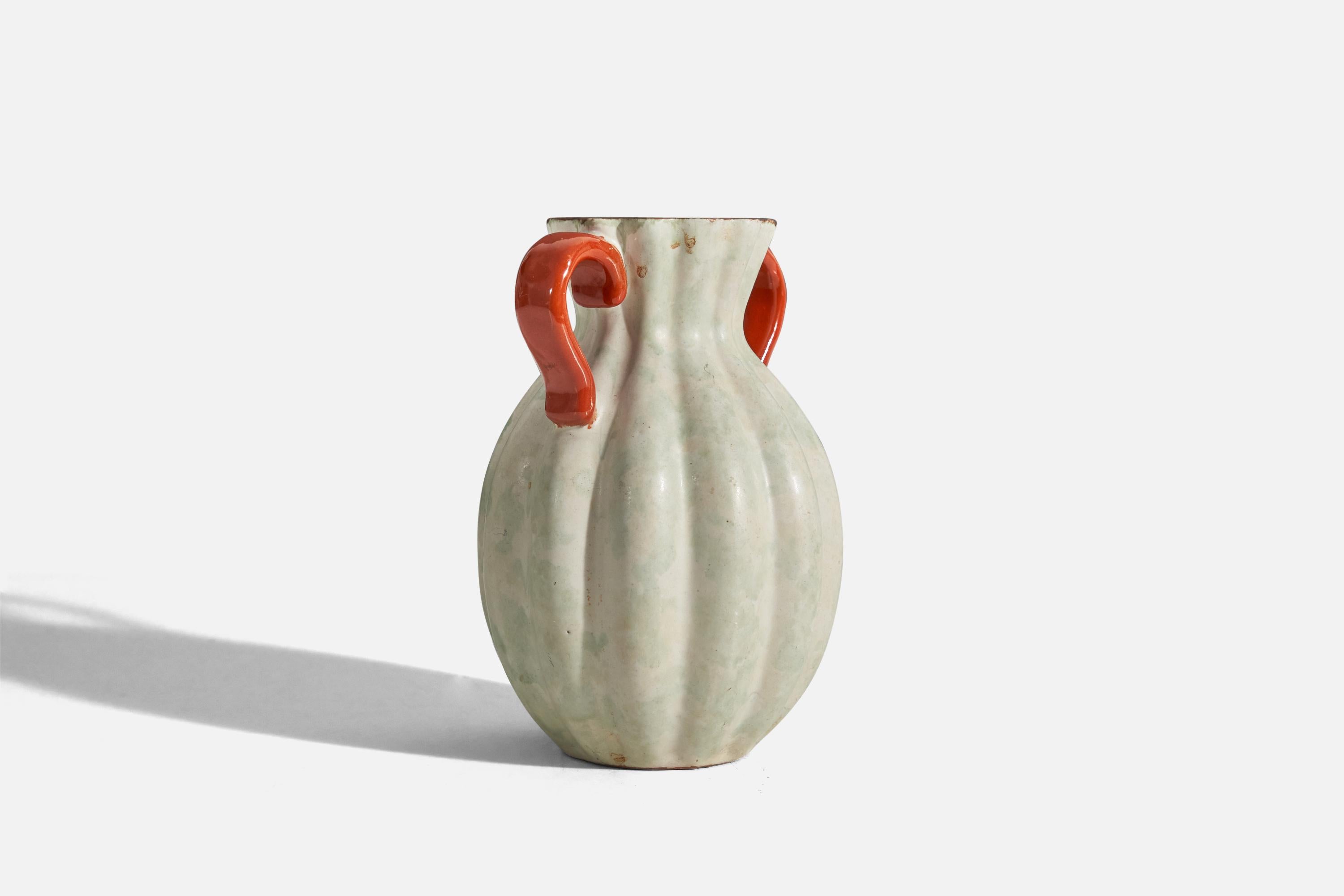 Swedish Upsala-Ekeby, Beige and Red-Glazed Earthenware, Sweden, 1940s