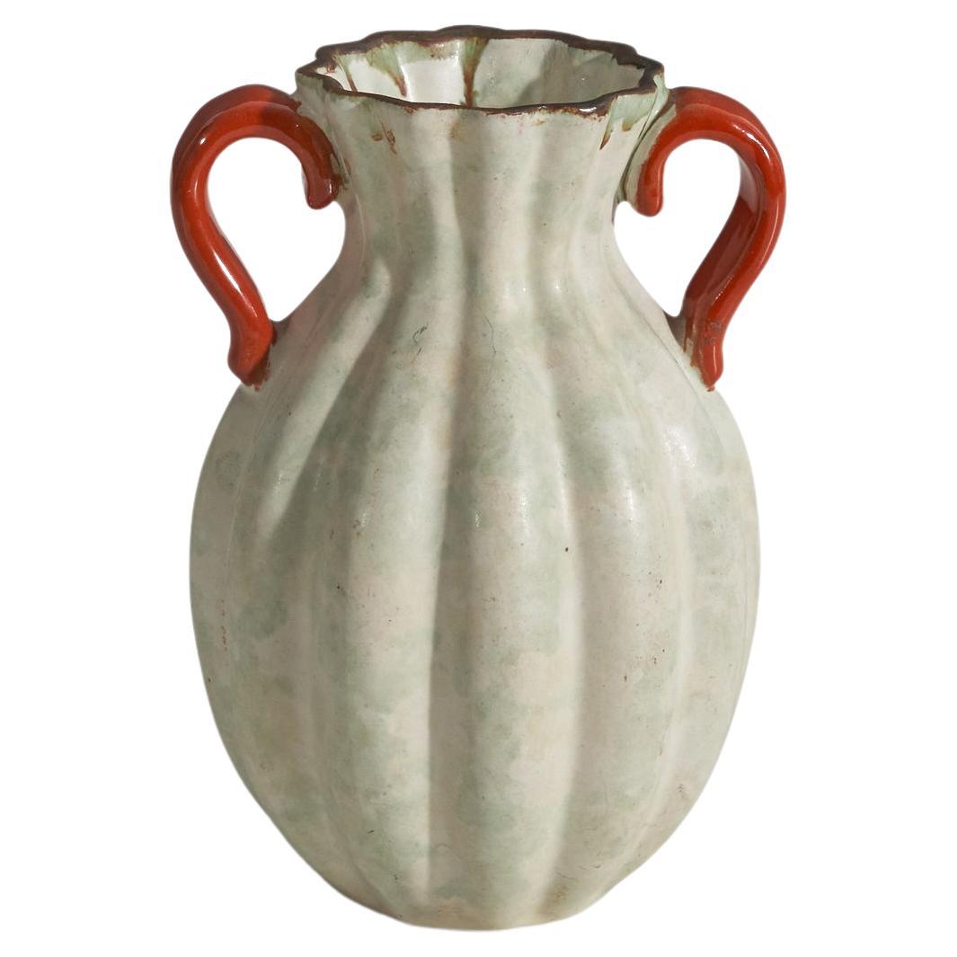 Upsala-Ekeby, Beige and Red-Glazed Earthenware, Sweden, 1940s