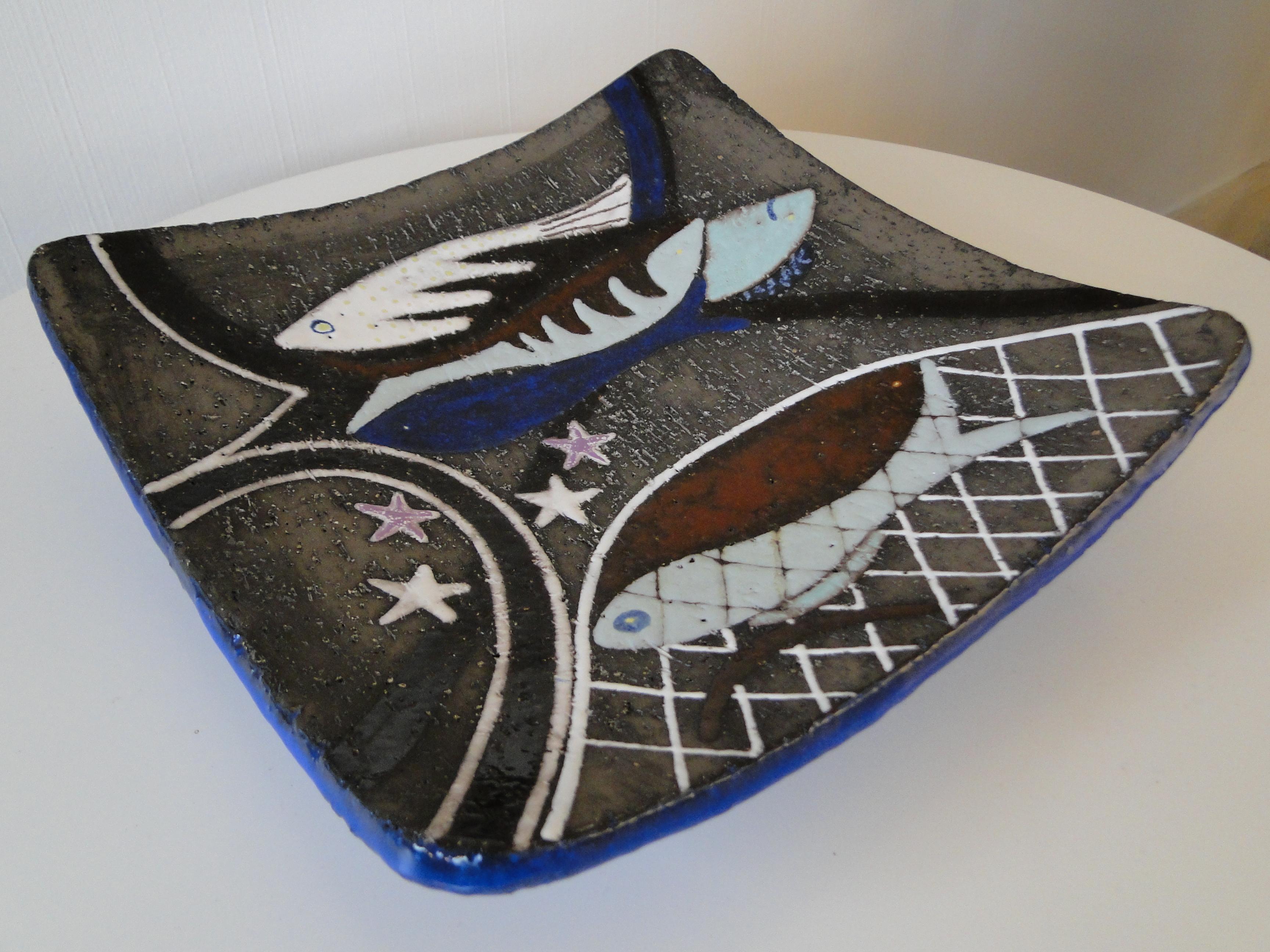 Anna Lisa Thomson Upsala Ekeby  Piatto da pesce grande in ceramica Spectra Svezia in vendita 7