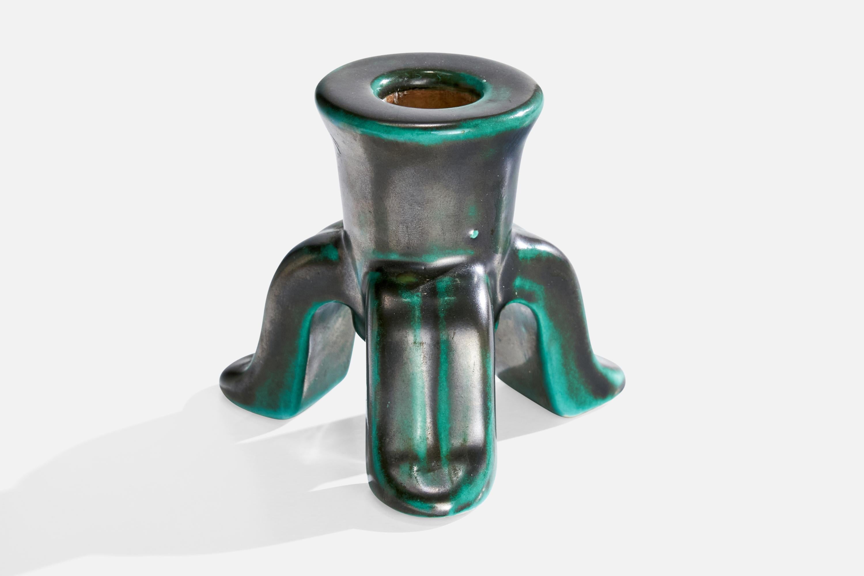 Scandinavian Modern Upsala Ekeby, Candlestick, Earthenware, Sweden, 1930s For Sale