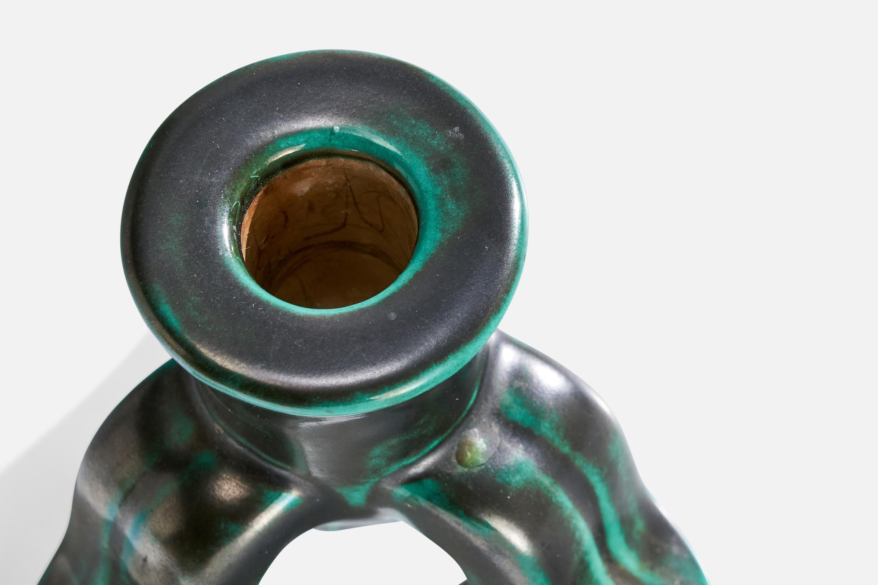 Upsala Ekeby, Candlestick, Earthenware, Sweden, 1930s In Good Condition For Sale In High Point, NC