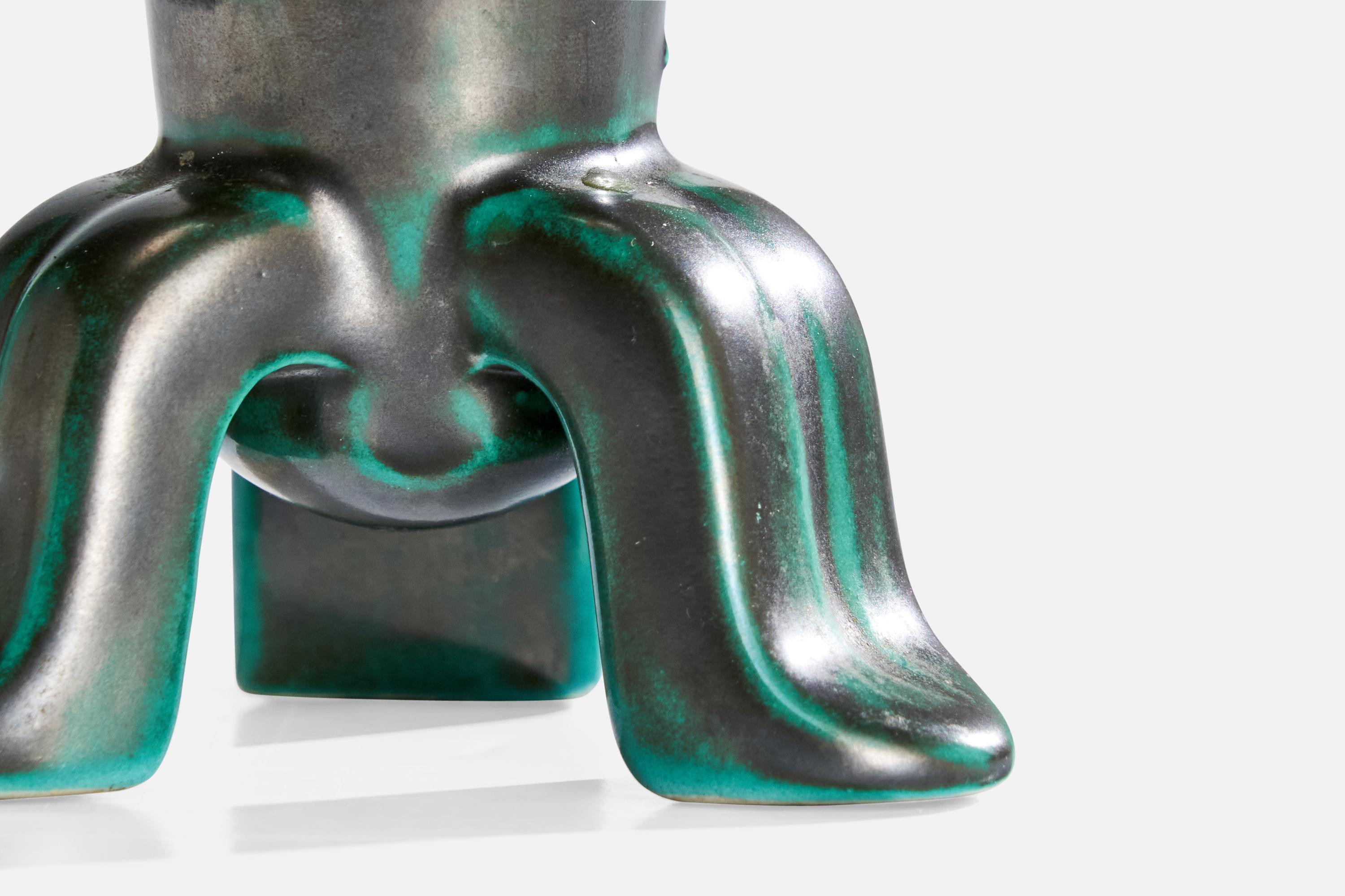 Mid-20th Century Upsala Ekeby, Candlestick, Earthenware, Sweden, 1930s For Sale