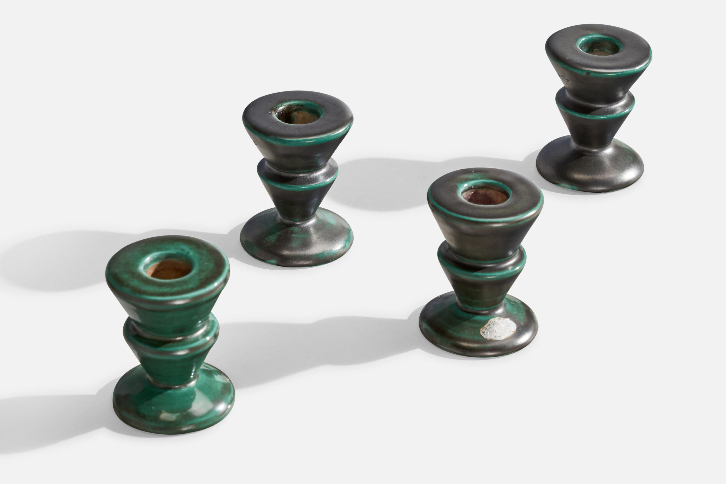 Scandinavian Modern Upsala Ekeby, Candlesticks, Earthenware, Sweden, 1930s For Sale