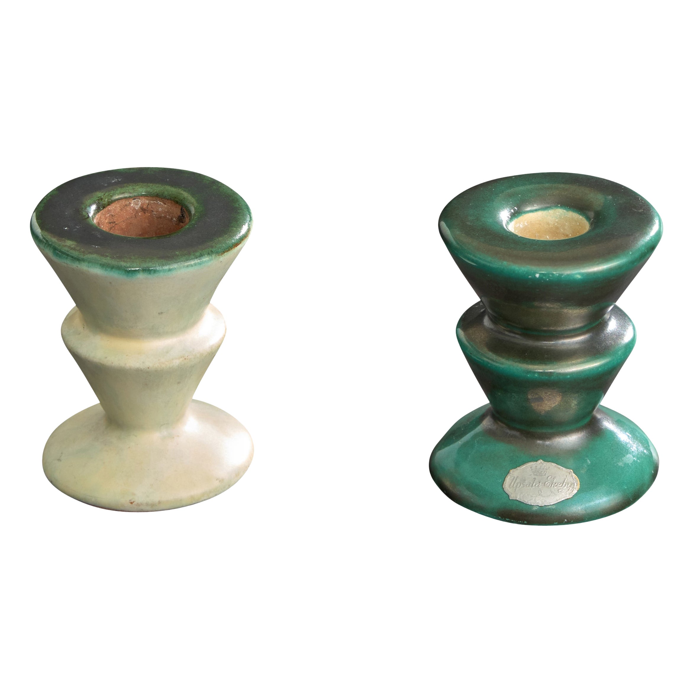 Upsala Ekeby, Candlesticks, Earthenware, Sweden, 1930s For Sale