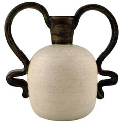 Upsala-Ekeby Ceramic Vase with Handles, Sweden, Mid-20th Century