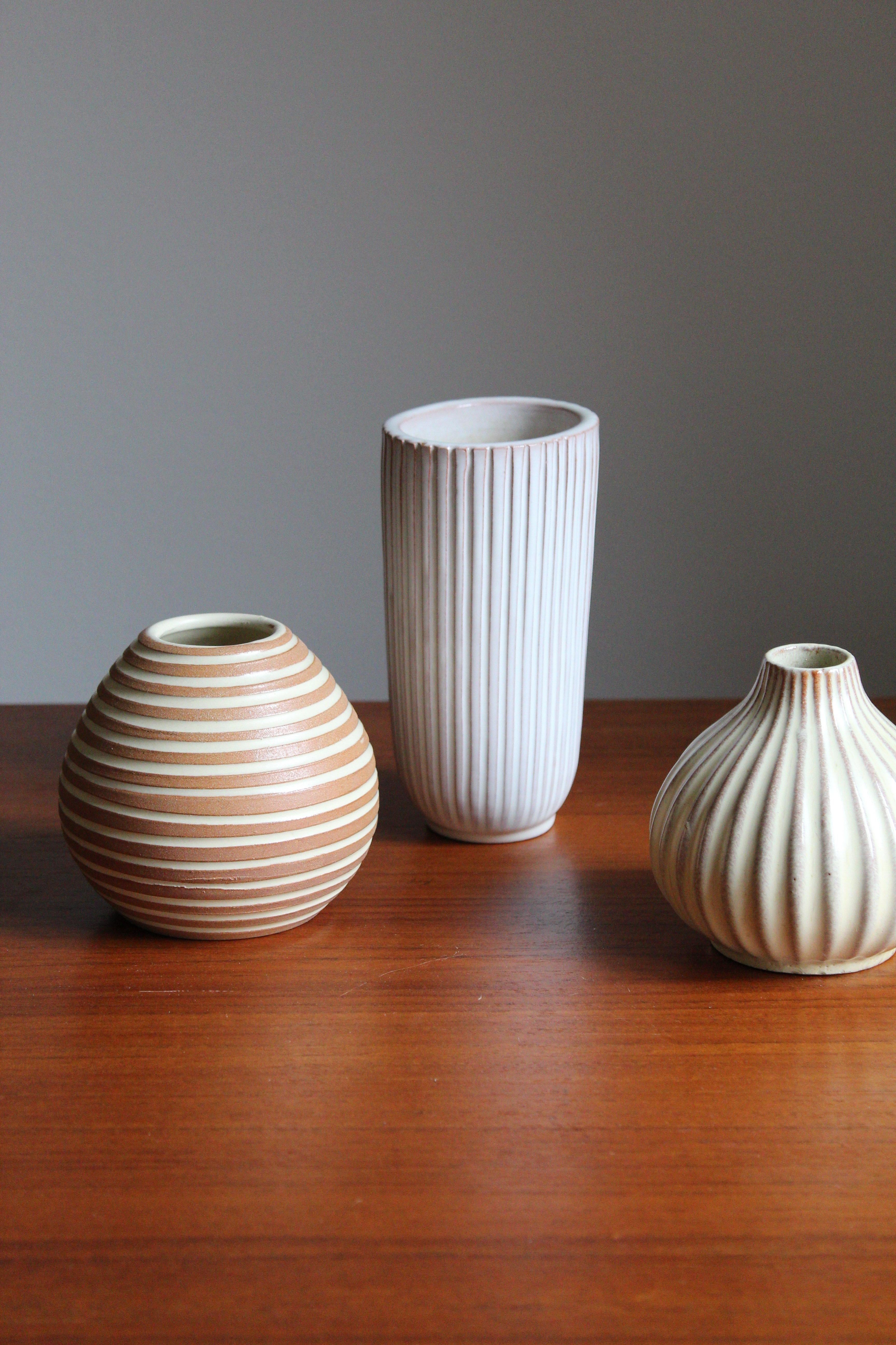 Art Deco Upsala-Ekeby, Collection of Vases, Glazed Stoneware, Sweden, 1930s