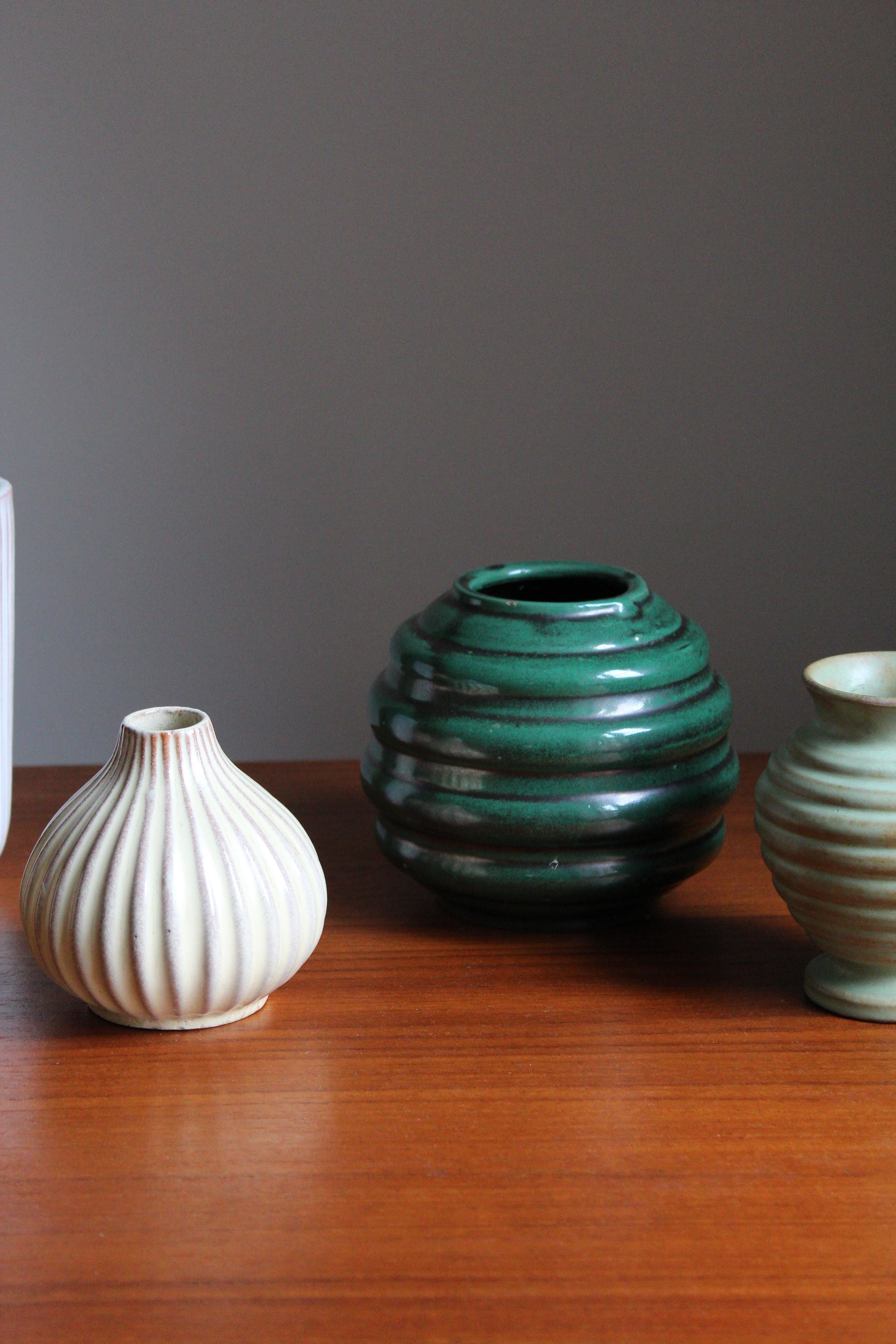 Swedish Upsala-Ekeby, Collection of Vases, Glazed Stoneware, Sweden, 1930s