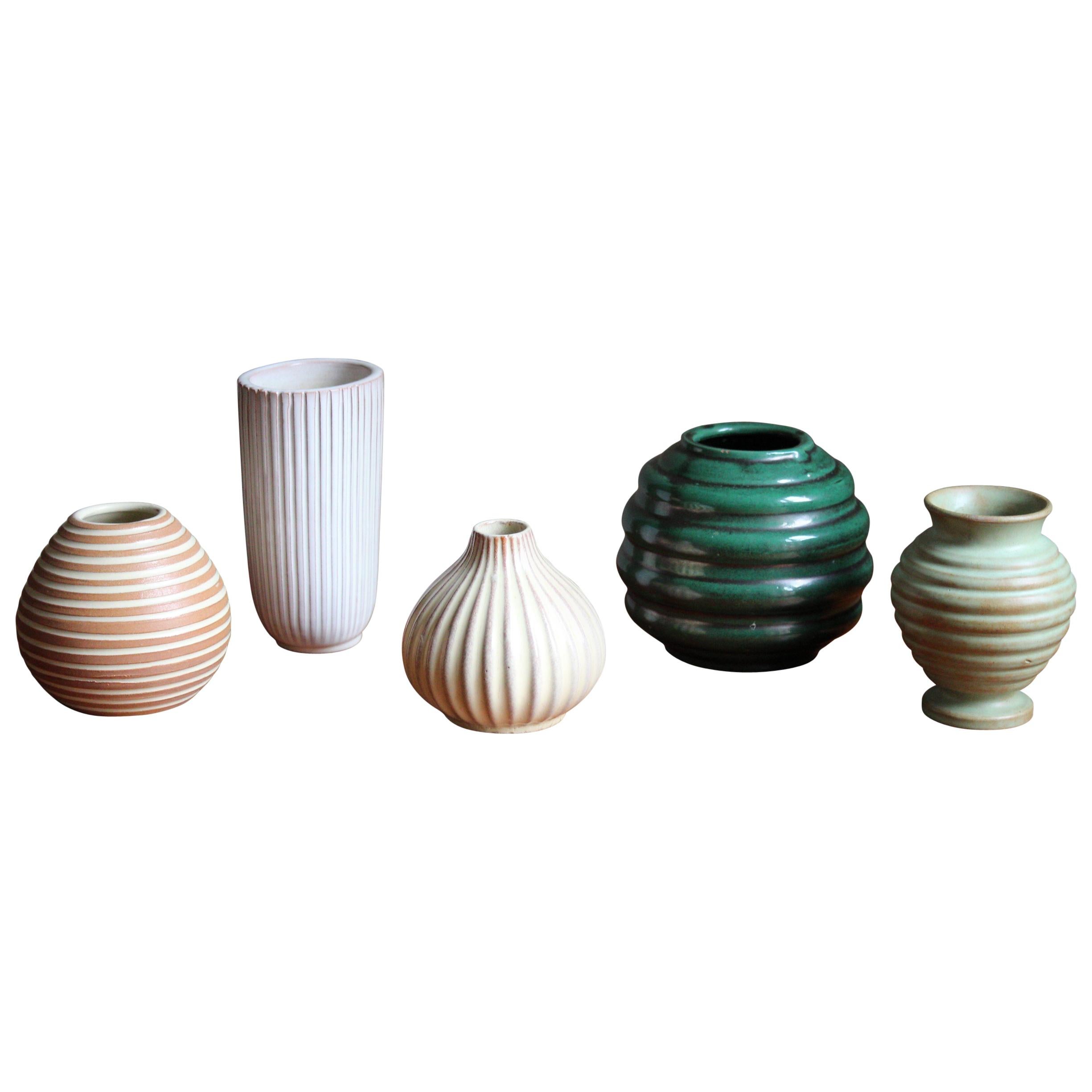 Upsala-Ekeby, Collection of Vases, Glazed Stoneware, Sweden, 1930s