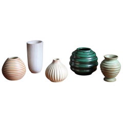 Upsala-Ekeby, Collection of Vases, Glazed Stoneware, Sweden, 1930s