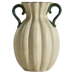 Upsala-Ekeby, Cream and Green-Glazed Earthenware, Sweden, 1940s