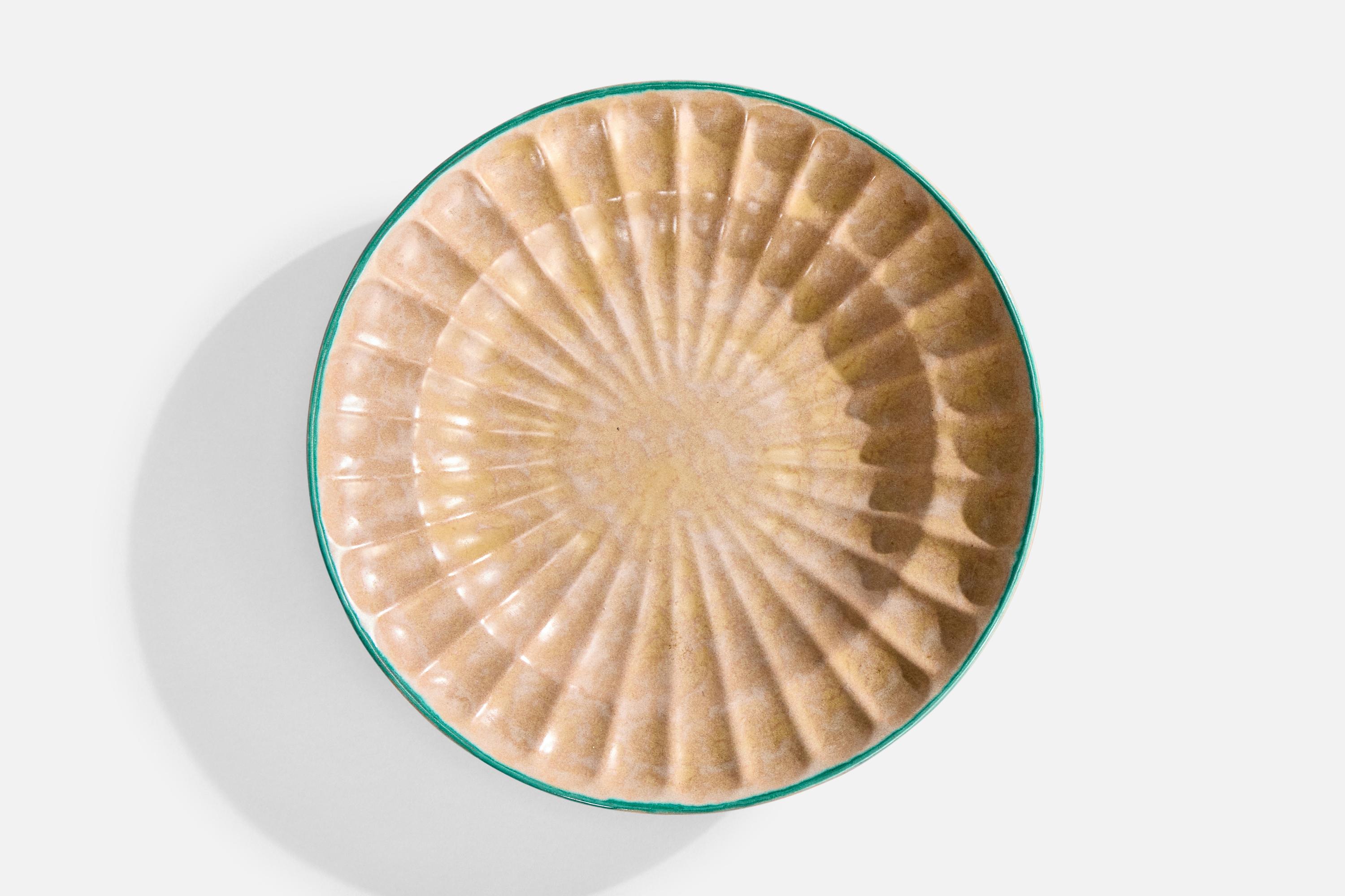 Scandinave moderne Plat Upsala Ekeby, faïence, Suède, années 1930 en vente