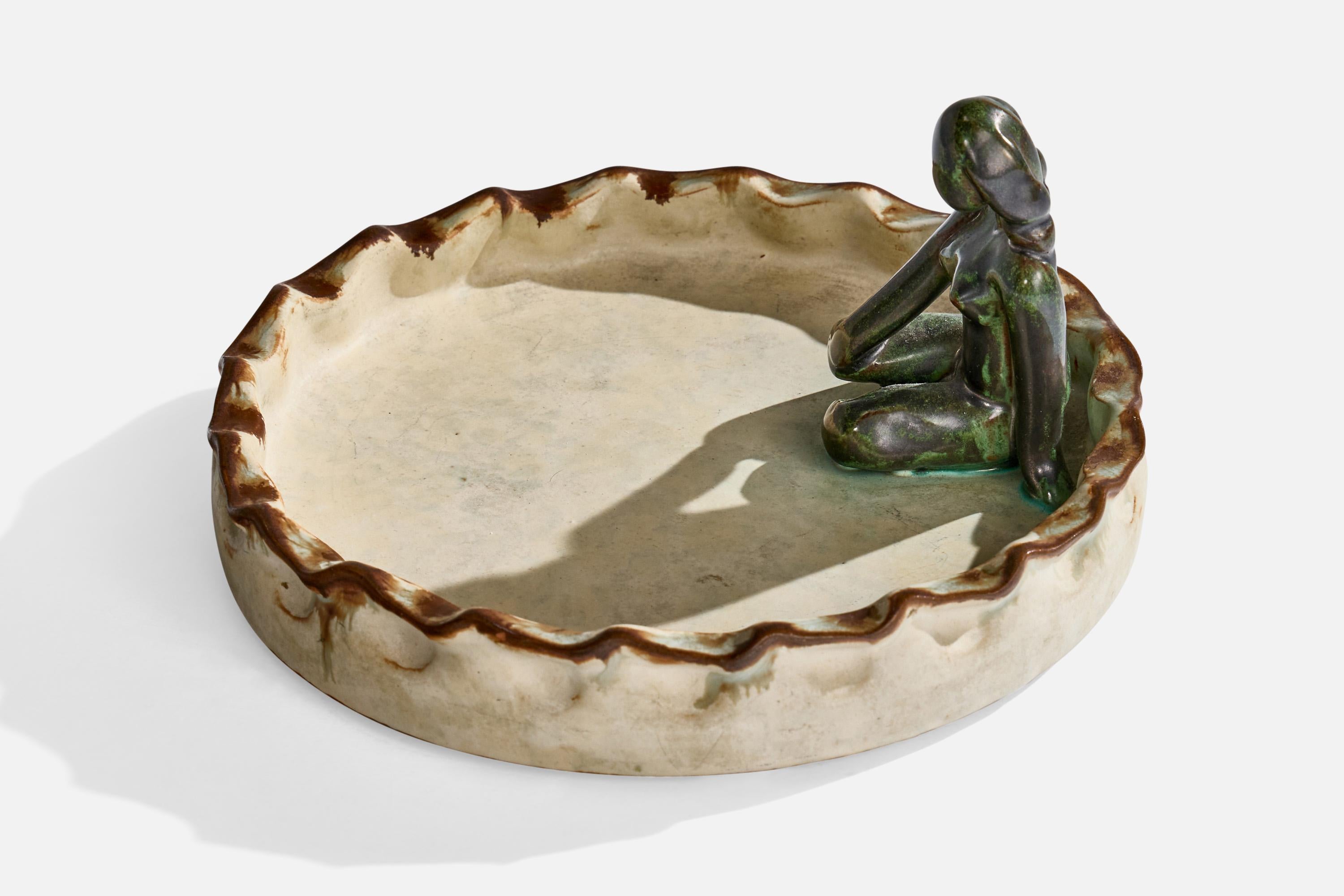 Suédois Plat Upsala Ekeby, faïence, Suède, années 1930 en vente