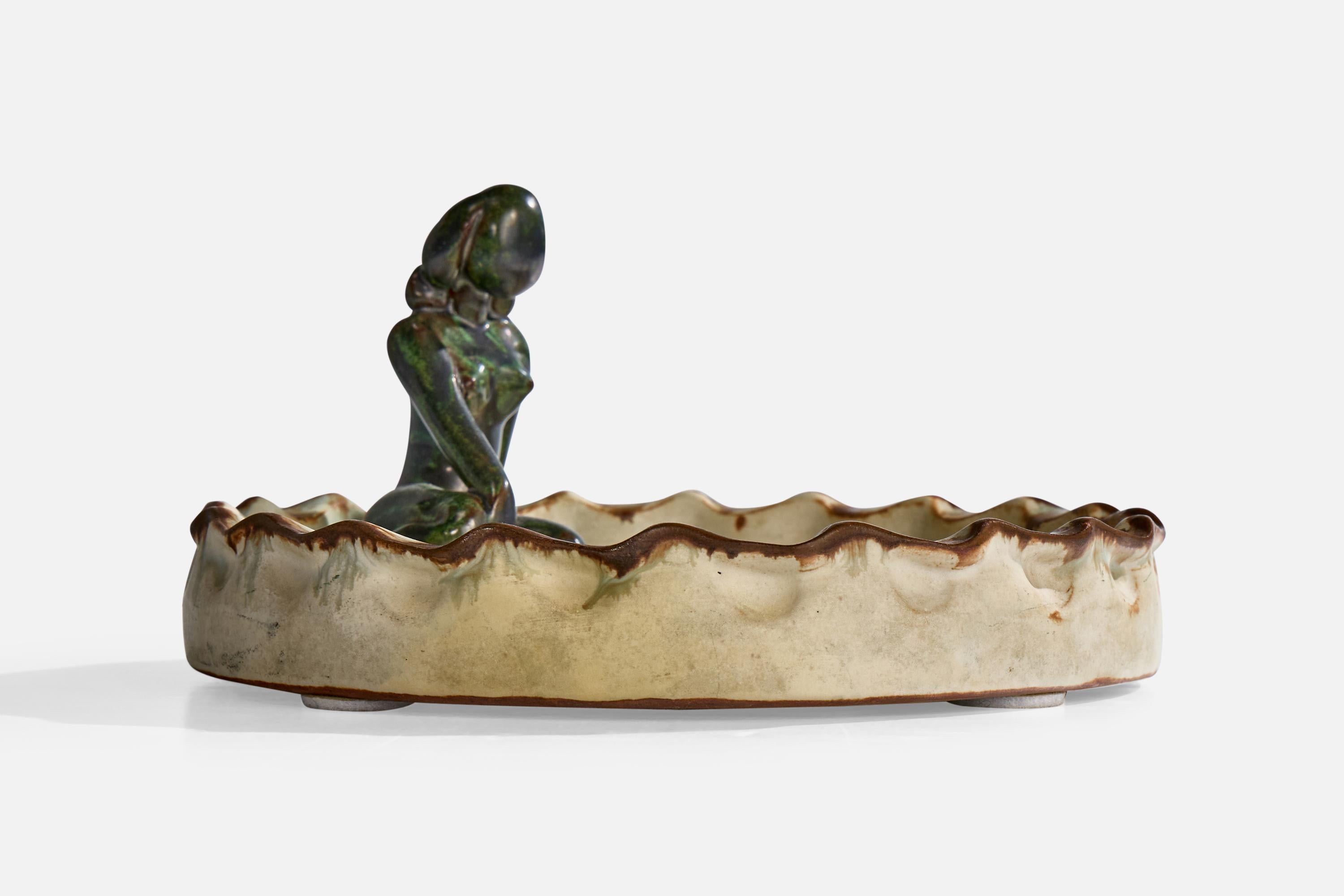 Milieu du XXe siècle Plat Upsala Ekeby, faïence, Suède, années 1930 en vente