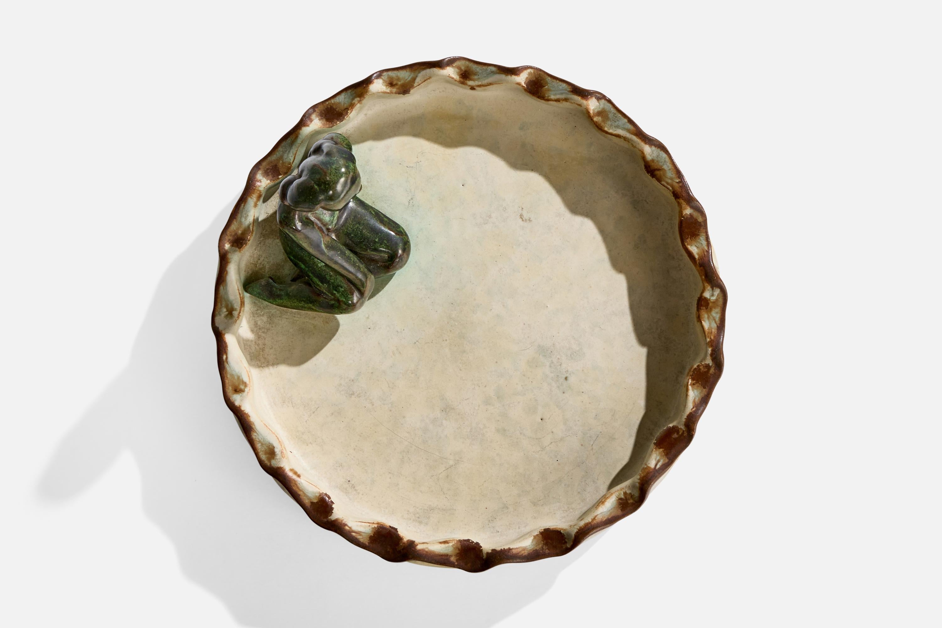 Poterie Plat Upsala Ekeby, faïence, Suède, années 1930 en vente