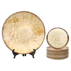 Service à fruits en céramique Upsala Ekeby, Einar Luterkort, 1+10 pièces, Suède, années 1930 Service à fruits en céramique Upsala Ekeby, Einar Luterkort, 1+10 pièces, Suède, années 1930