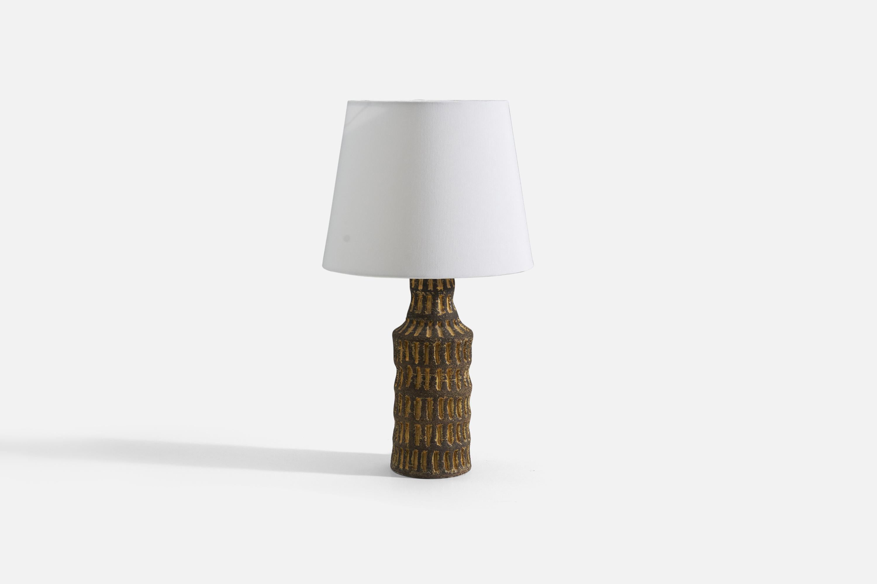 Art déco Lampe de bureau cannelée Upsala-Ekeby, faïence émaillée, Suède, années 1930 en vente