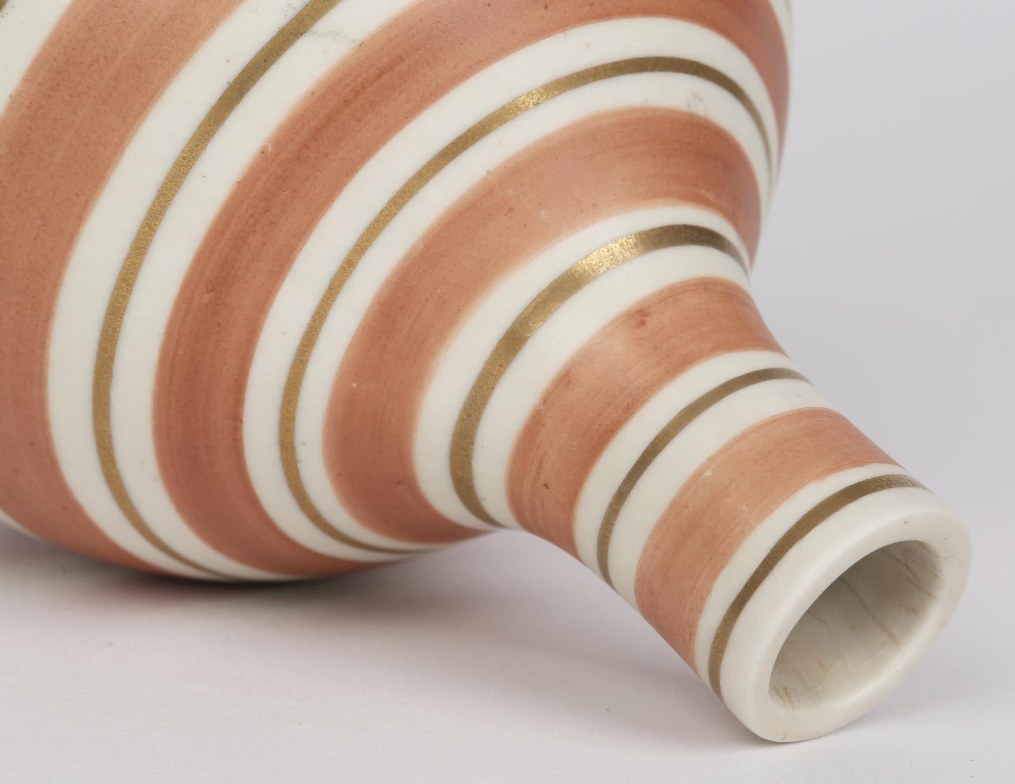 Upsala-Ekeby Gefle Art Deco Art Pottery Linear Pattern Vase For Sale 1