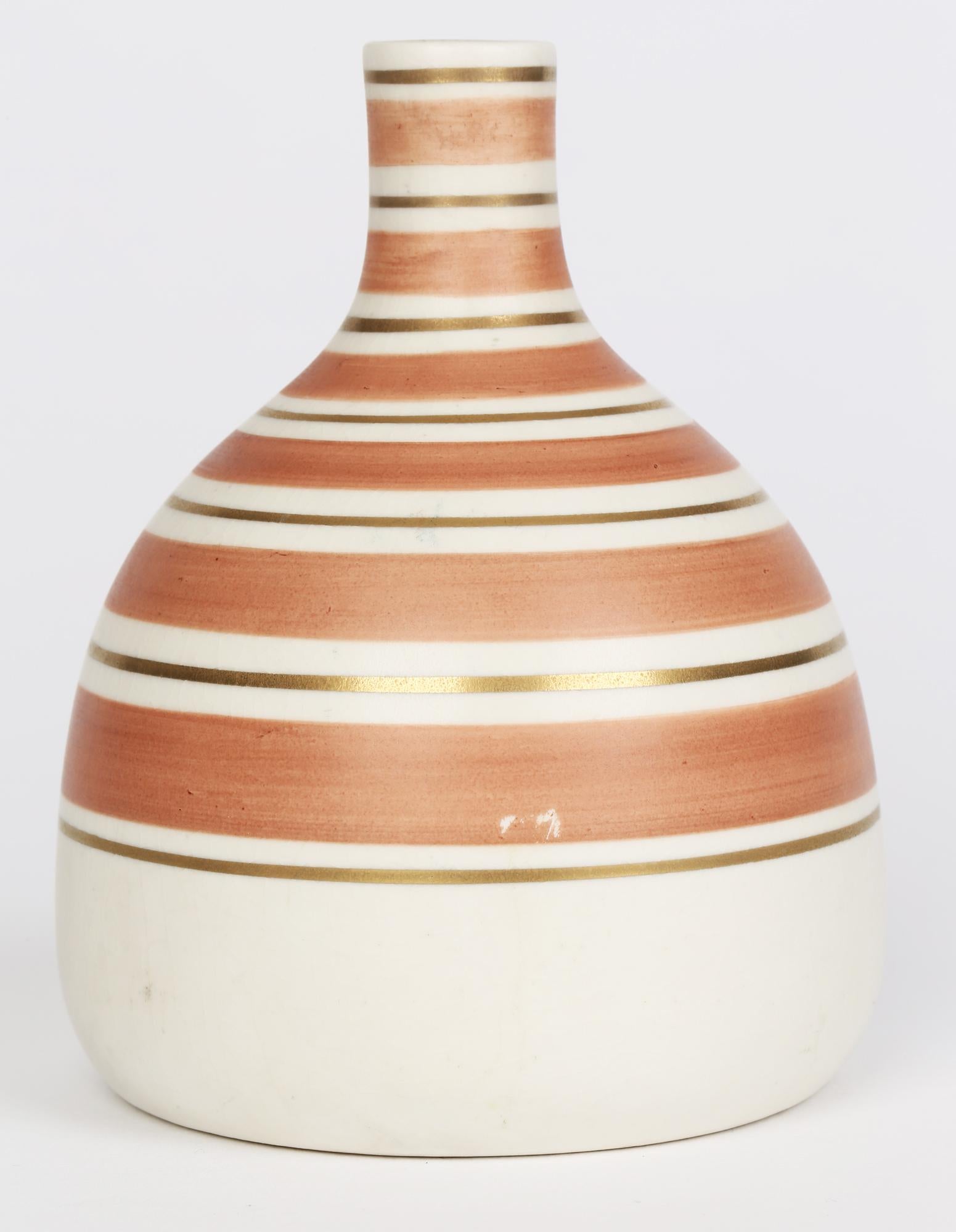 Upsala-Ekeby Gefle Art Deco Art Pottery Linear Pattern Vase For Sale 2