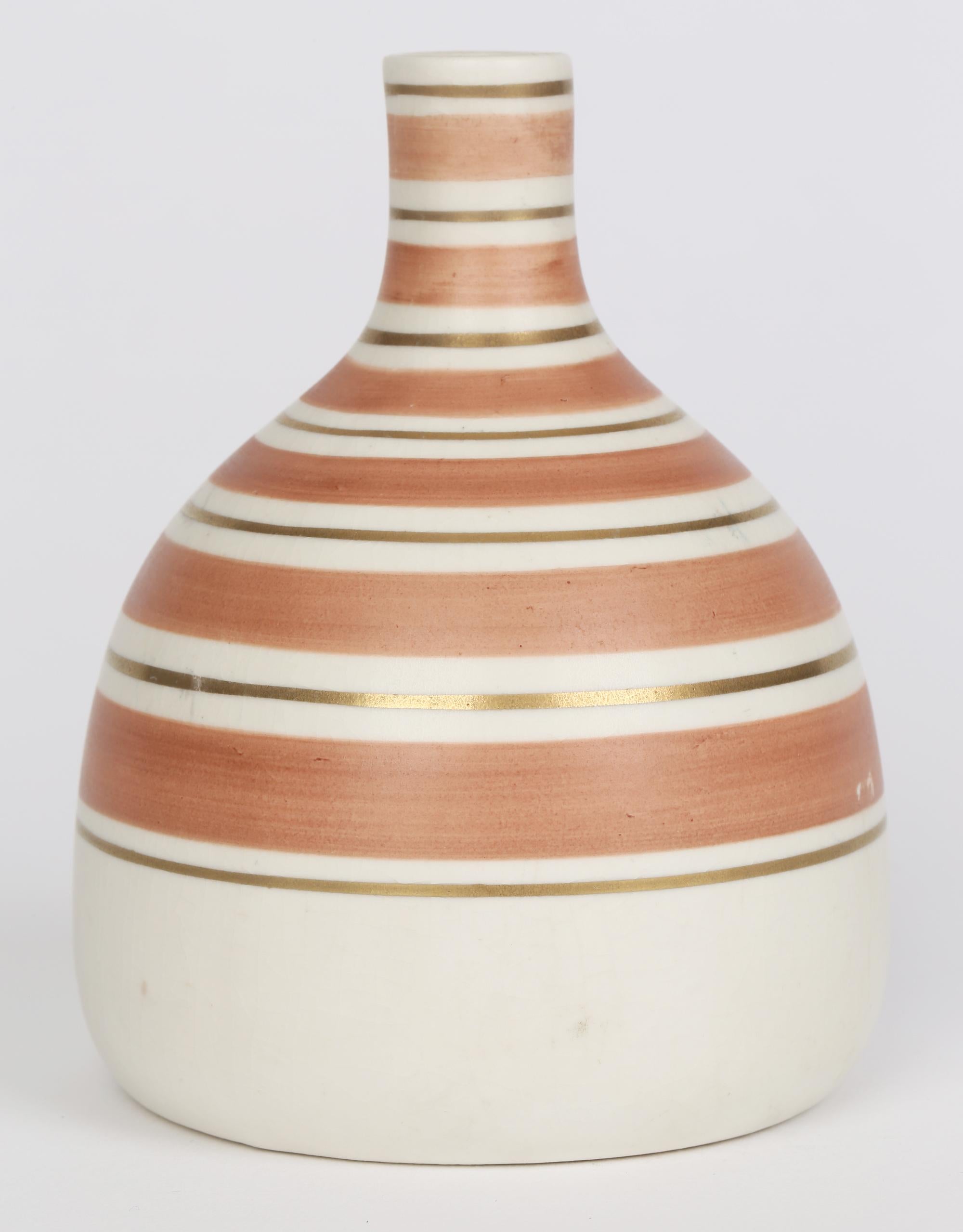 Upsala-Ekeby Gefle Art Deco Art Pottery Linear Pattern Vase For Sale 4
