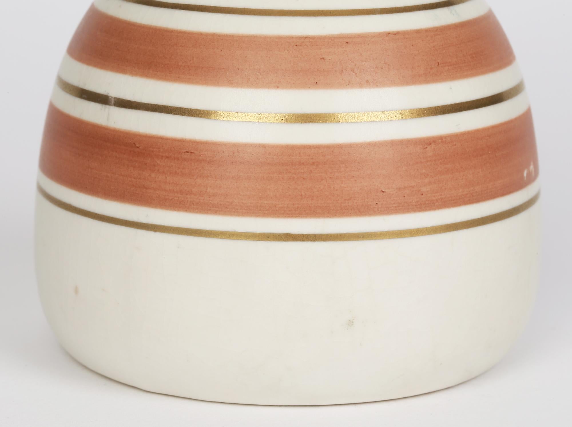 Upsala-Ekeby Gefle Art Deco Art Pottery Linear Pattern Vase In Good Condition For Sale In Bishop's Stortford, Hertfordshire