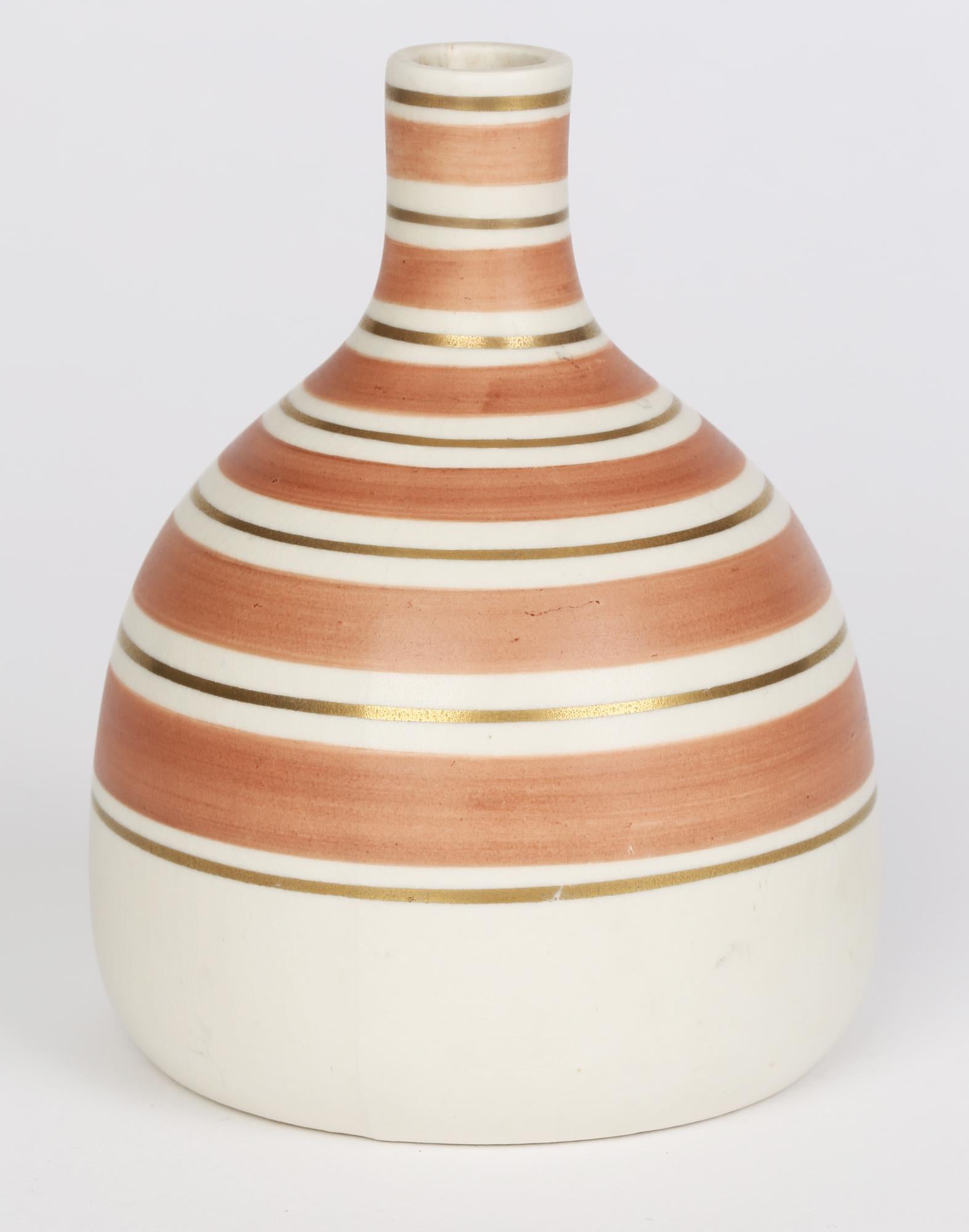 Mid-20th Century Upsala-Ekeby Gefle Art Deco Art Pottery Linear Pattern Vase For Sale