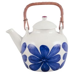Upsala-Ekeby / Gefle, Sweden. "Paula" ceramic teapot with bamboo handle.