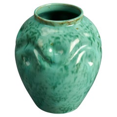 Upsala Ekeby, grün glasierte Vase, Steingut, 1940er-Jahre