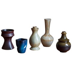 Upsala-Ekeby / Höganäs, Collection of Vases, Glazed Stoneware, Sweden, 1940s