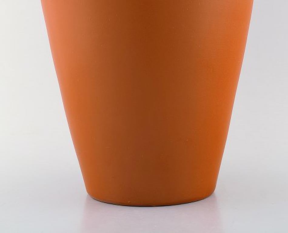 Scandinavian Modern Upsala-Ekeby, Large Ceramic Vase, Orange Glaze, Stylish Design, 1960s-1970s