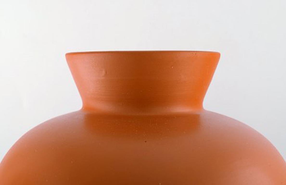 Swedish Upsala-Ekeby, Large Ceramic Vase, Orange Glaze, Stylish Design, 1960s-1970s