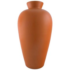 Upsala-Ekeby, Large Ceramic Vase, Orange Glaze, Stylish Design, 1960s-1970s