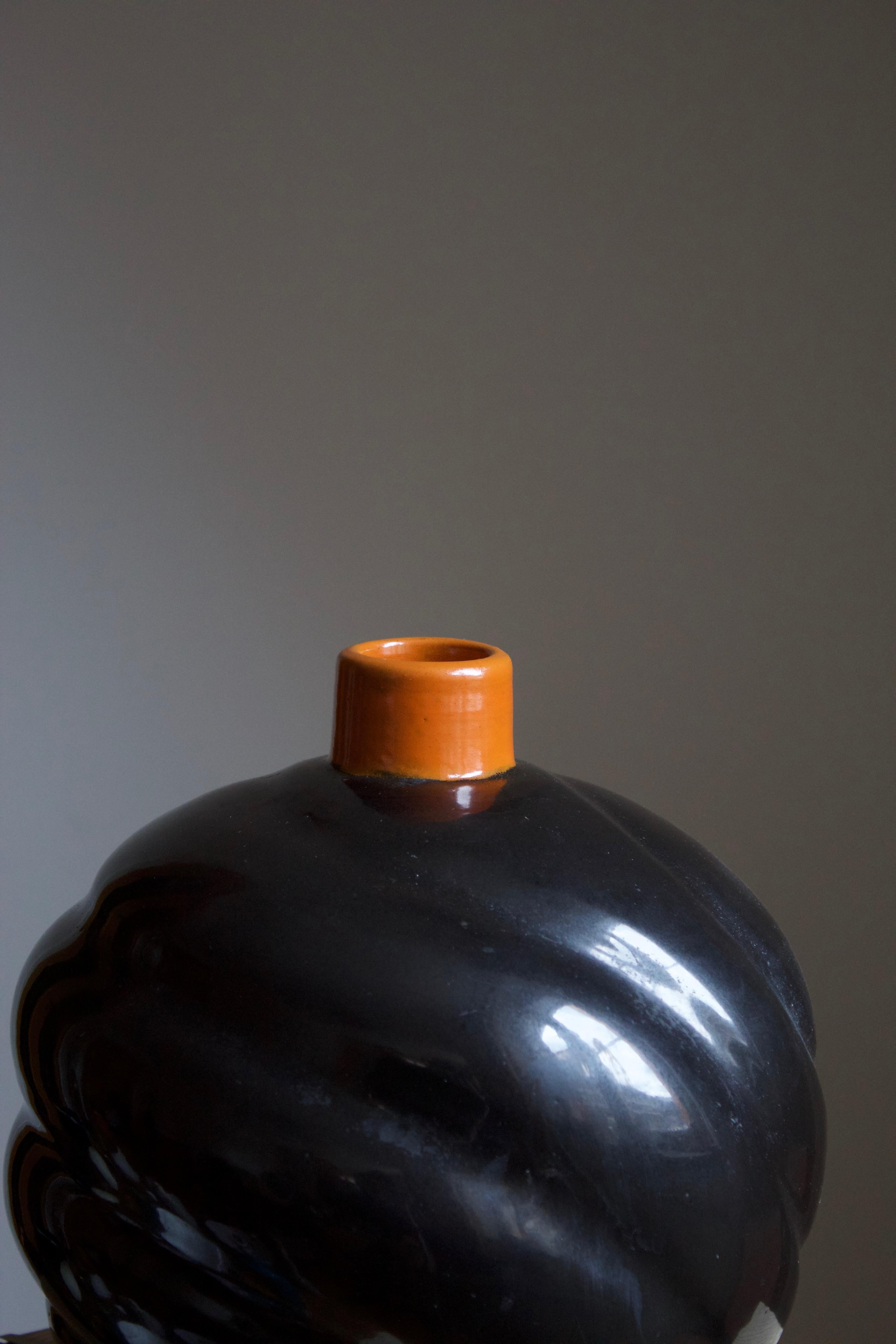 Swedish Upsala-Ekeby, Large Organic Vase, Glazed Stoneware, Sweden, 1930s