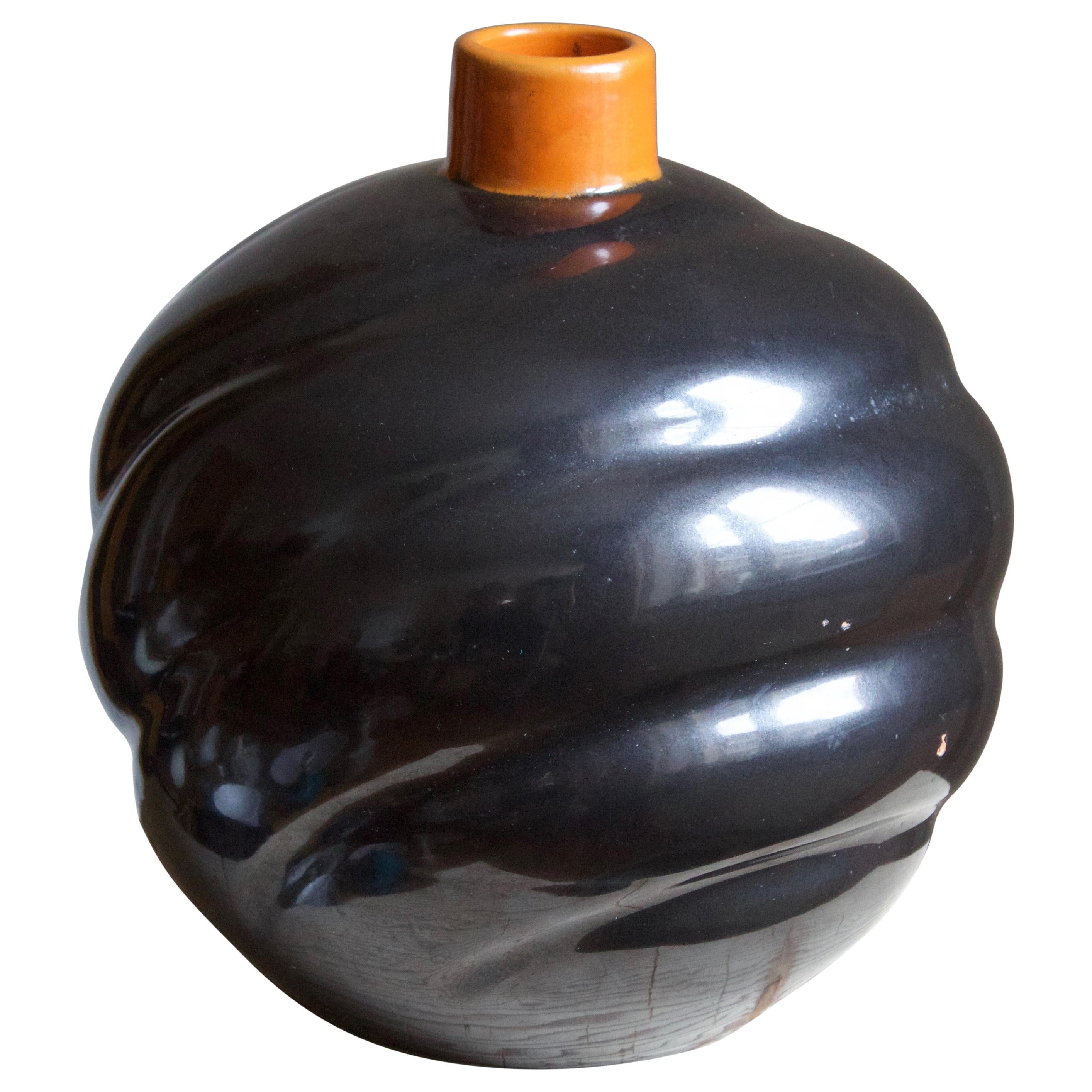 Upsala-Ekeby, Large Organic Vase, Glazed Stoneware, Sweden, 1930s