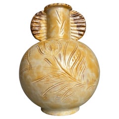 Vaso in ceramica giallo marmorizzato Upsala Ekeby, Upsala Ekeby, Svezia, anni '40