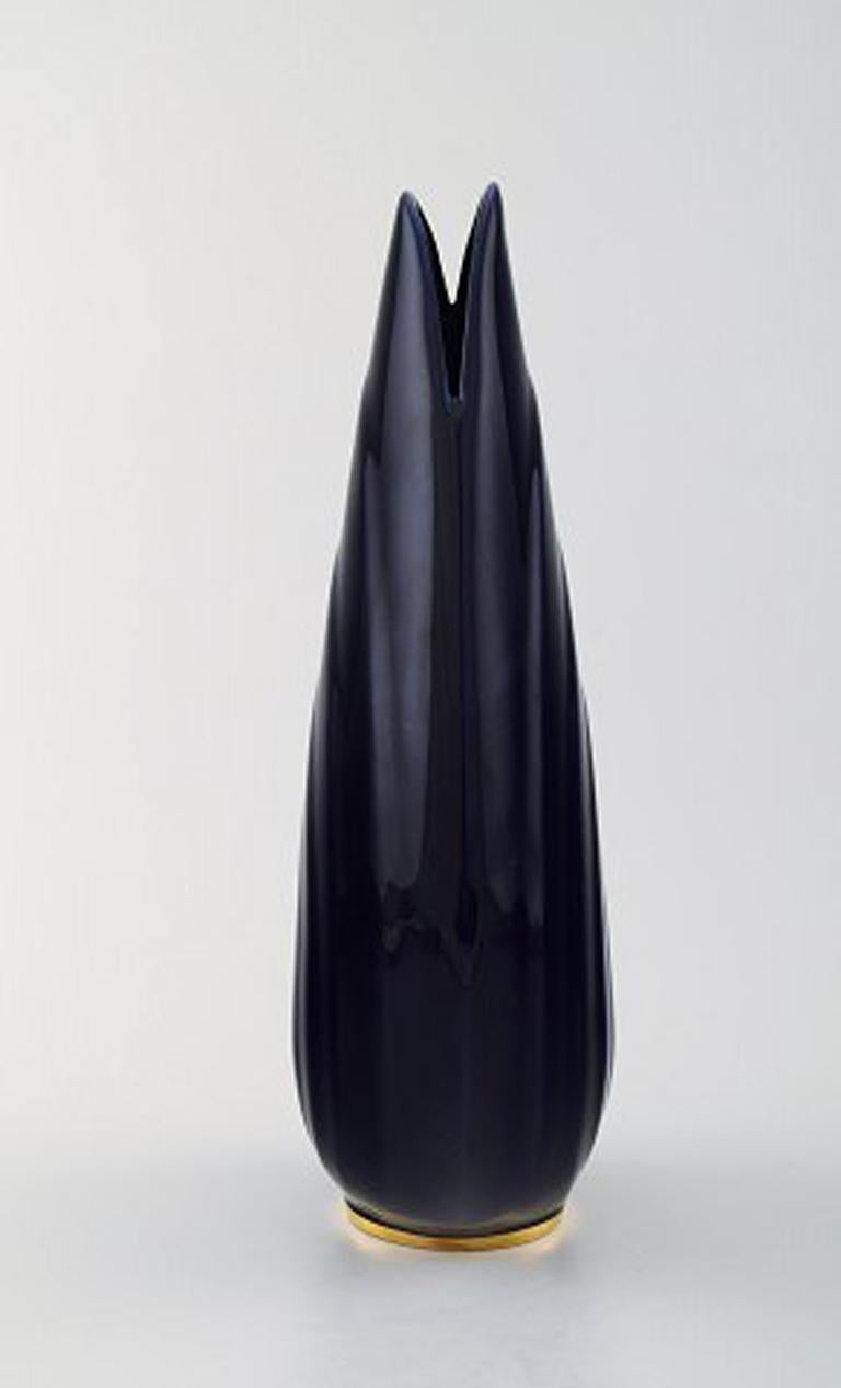 navy blue ceramic vase
