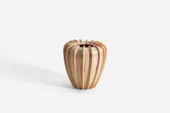 Upsala-Ekeby, Rare Fluted Vase, Yellow Orange Glazed Earthenware, Sweden, 1940s