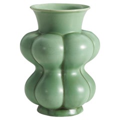Upsala-Ekeby, Rare Vase, Green-Glazed Earthenware, Sweden, 1940s