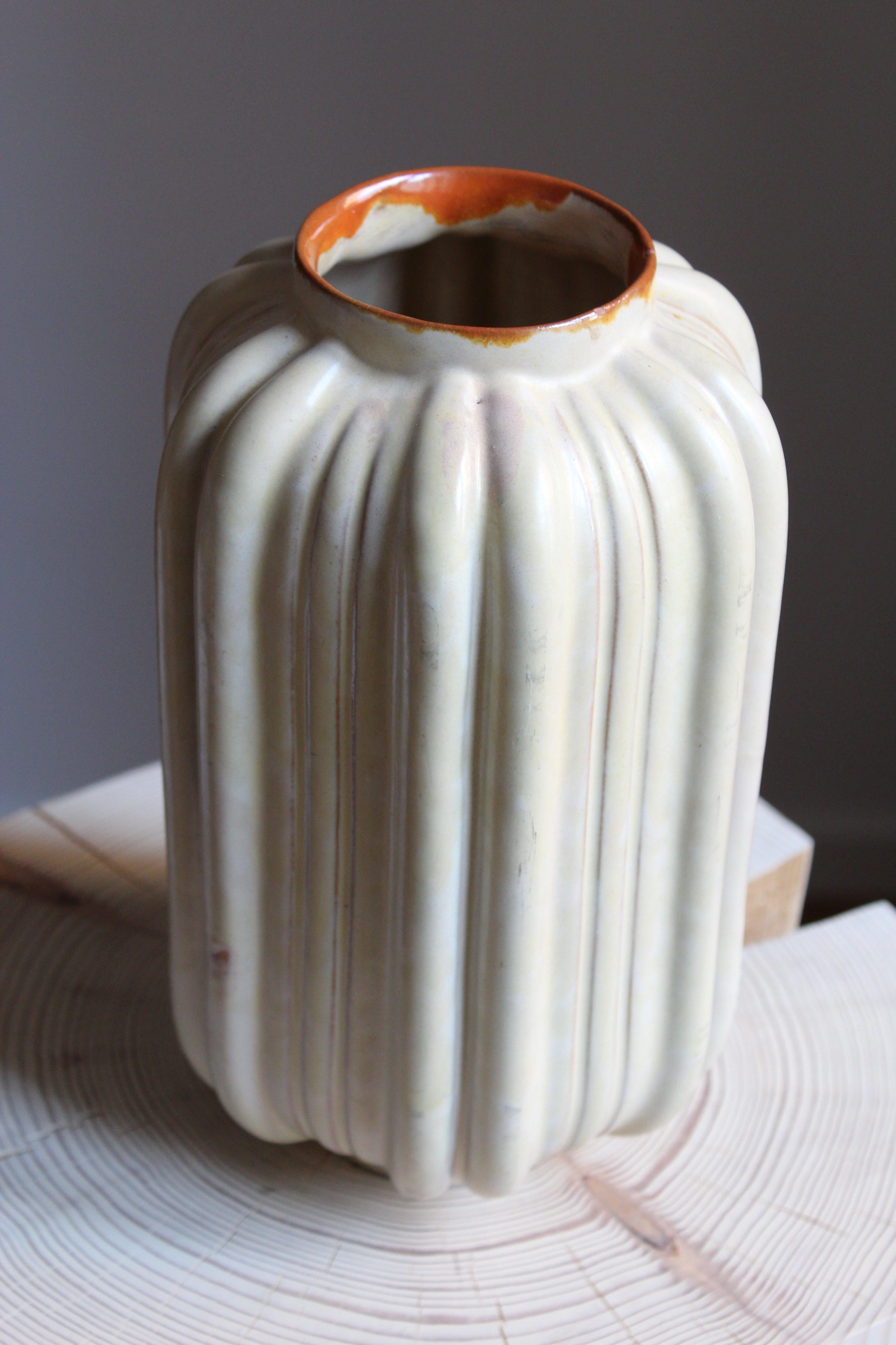 Art Deco Upsala-Ekeby, Sizable Vase, Glazed Stoneware, Sweden, 1930s