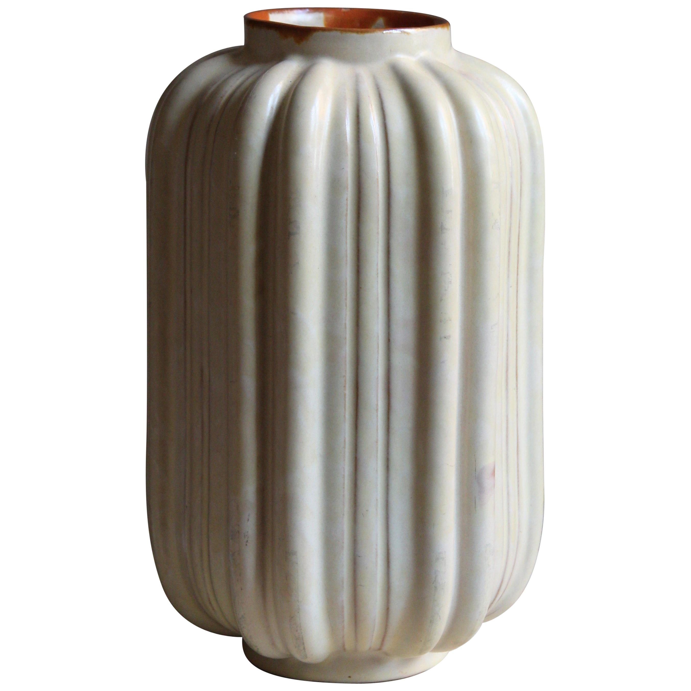 Upsala-Ekeby, Sizable Vase, Glazed Stoneware, Sweden, 1930s