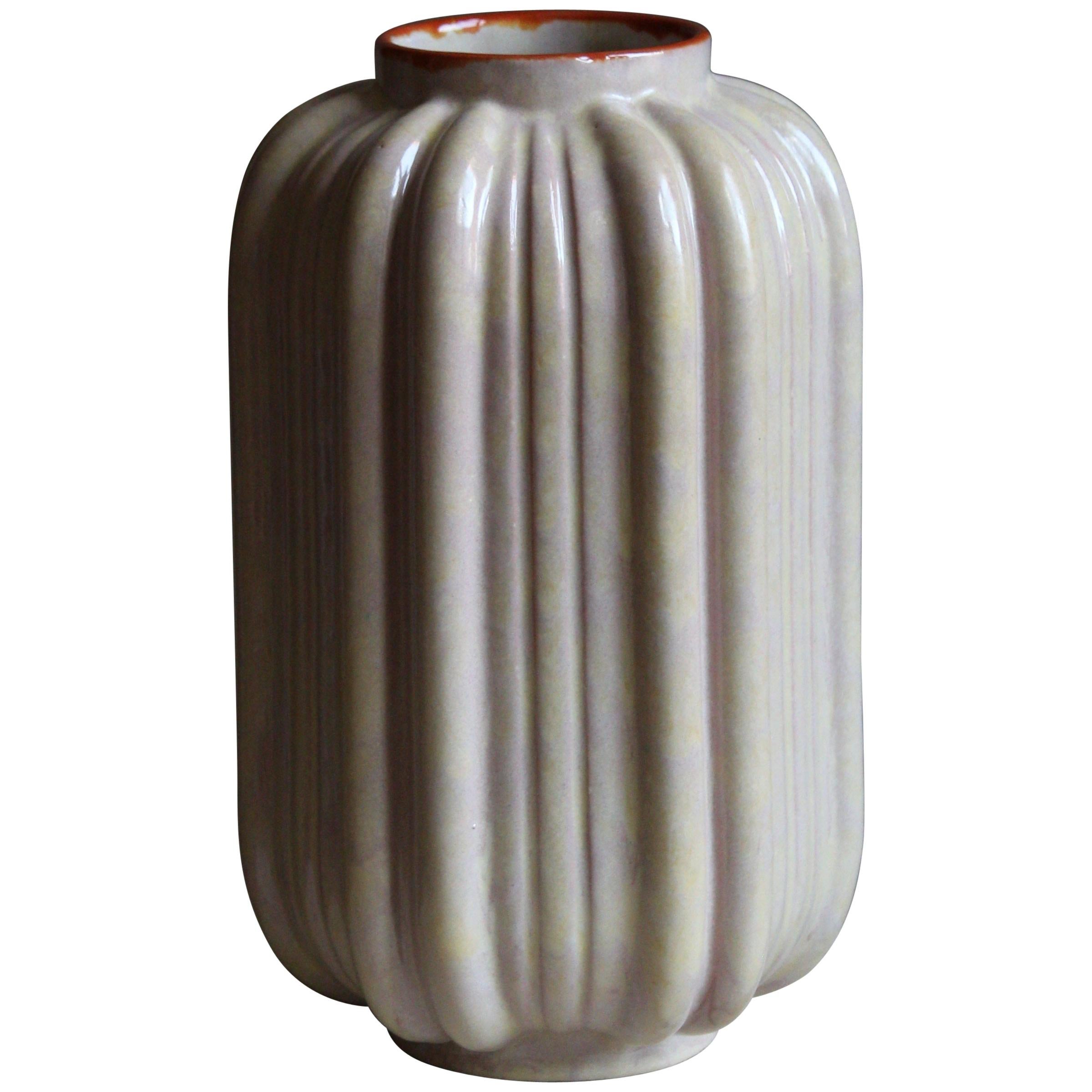 Upsala-Ekeby, Sizable Vase, Glazed Stoneware, Sweden, 1930s